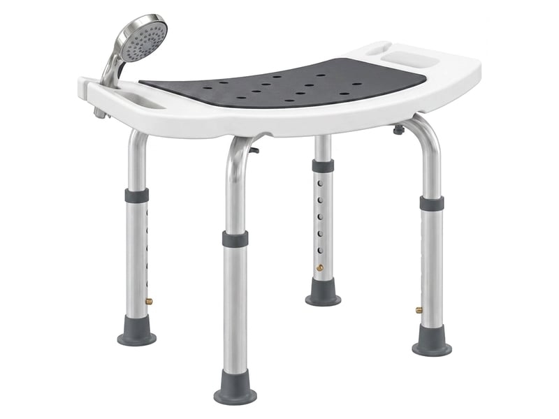  Tabouret de douche en alliage d'aluminium et plastique antidérapant réglable sur 6 niveaux 39-52cm gris  - Conforama A