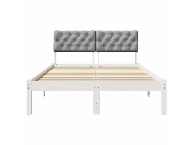  Lit double- lit adulte -  cadre de lit avec tête de lit blanc et gris clair 120 x 190 cm  - Conforama D