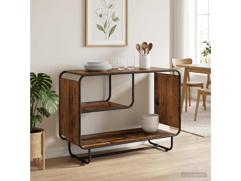  Buffet salon, buffet de rangement bois ancien 93.5x37.5x64.5 cm bois d'ingénierie  - Conforama B