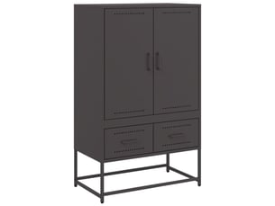 Buffet haut - bahut - meuble de rangement noir 68x39x111,5 cm acier