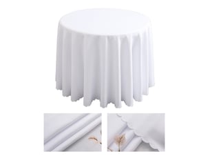 Nappe en tissu polyester lavable pour mariage – blanche, 300 cm