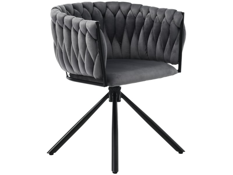  Lot de 4 chaises de salle à manger avec pivotantes, accoudoir, pied en métal, velours, gris  - Conforama A
