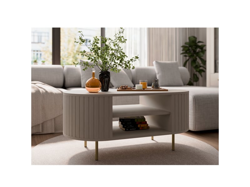  Table basse moderne ovale beige cachemire lilio  - Conforama D