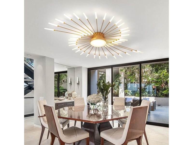  Plafonnier led moderne en acrylique – design intérieur doré, 42+1 têtes  - Conforama D