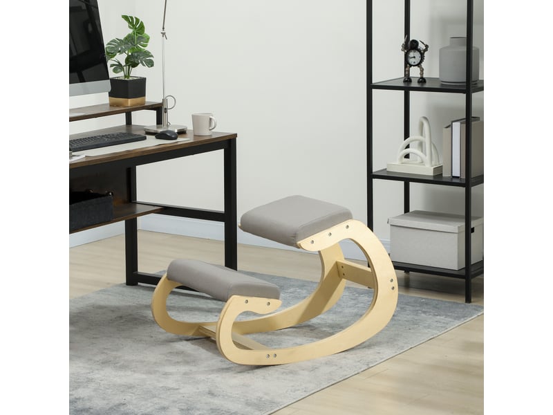  Tabouret ergonomique à bascule pour bureau à domicile, pour améliorer la posture, gris clair  - Conforama D