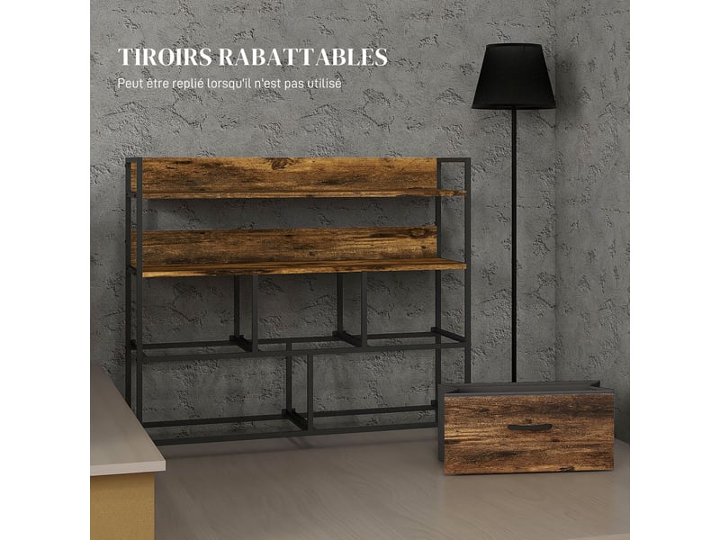  Commode, meuble de rangement, 5 tiroirs en tissu pliables et amovibles et étagères, brun rustique, 98 x 29 x 85 cm  - Conforama R