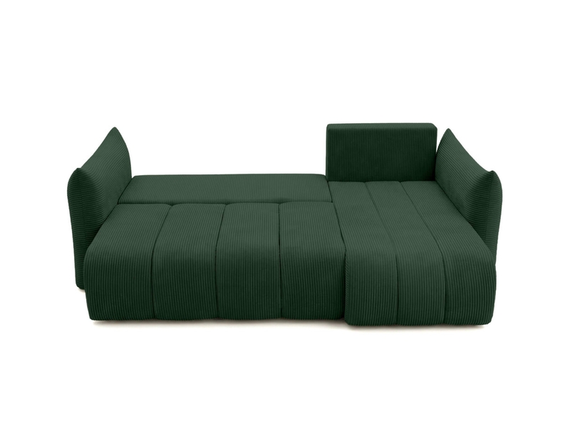  Canapé d'angle lysia mini réversible et convertible en velours côtelé - vert foncé LYSIA - Conforama B