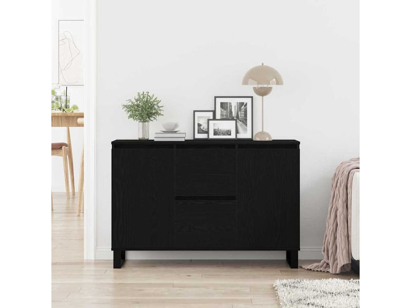 Buffet - bahut - meuble de rangement chêne noir 101,5 x 35 x 70 cm bois d'ingénierie - Conforama D