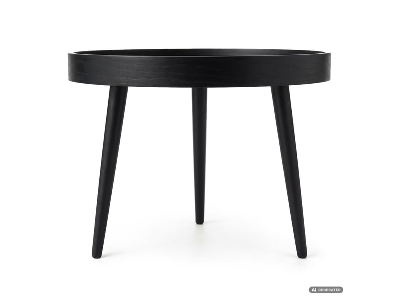 Table basse picco noire 40 cm ronde avec plateau à rebord pieds noirs style industriel 40x40x40 cm PICCO - Conforama B