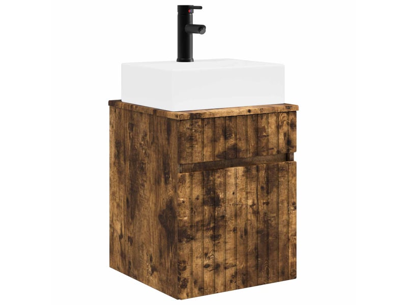 Meuble-sèche avec évier mural chêne fumé 39x41x62.5 cm  - Conforama A