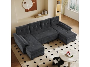 Canapé modulable convertible en u 278 cm avec usb, accoudoirs amovibles et 4 coussins gris