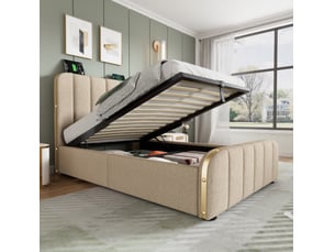 Lit coffre 90x200 cm VIVRYN coloris beige