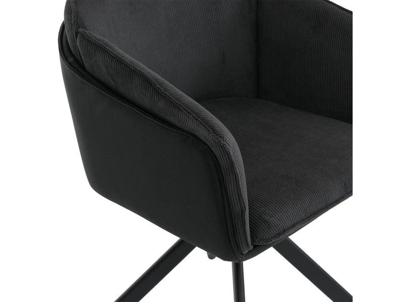  Lot de 2 chaises de salle à manger hwc-r24, chaises de cuisine, pivotantes, en métal, simili-cuir, tissuvelours - noir  - Conforama E