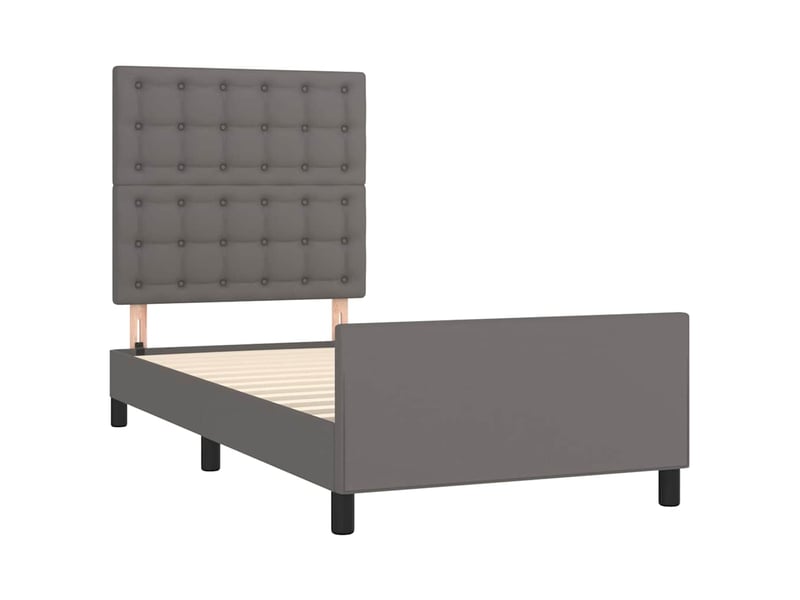 Lit simple- lit adulte - cadre de lit sans matelas gris 80x200 cm similicuir - Conforama C