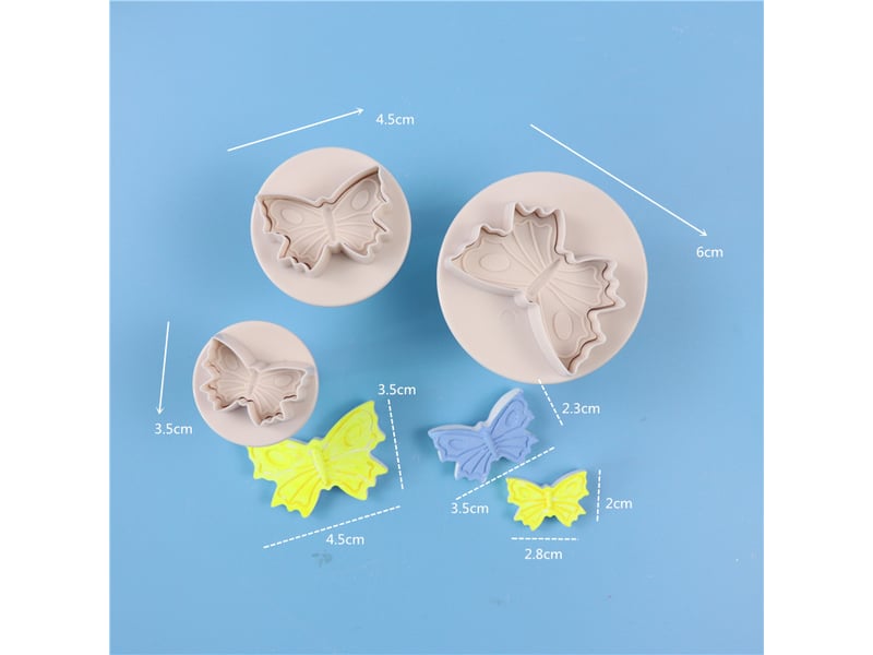  Lot de 3 emporte pièces à poussoir papillons, plastique, blanc NO Commercial reference - Conforama C