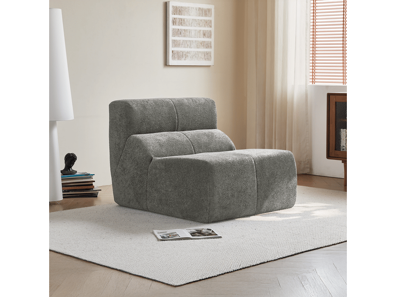  Fauteuil modenvie 1 place en velours gris clair 94 x 110 x 79 cm  - Conforama D