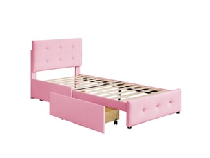 Lit avec rangement 90x200 cm REDOM coloris rose