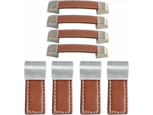 Jeu de 8 (58mm, 128mm) poignées de meubles en cuir, poignées de porte en cuir, poignées de meubles en cuir, poignées d'armoire en cuir