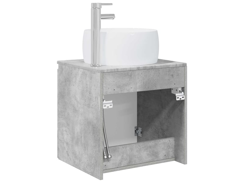 Vanité de lavabo mural, meuble de rangement gris béton 49.5x44.5x66 cm shl7395 - Conforama E