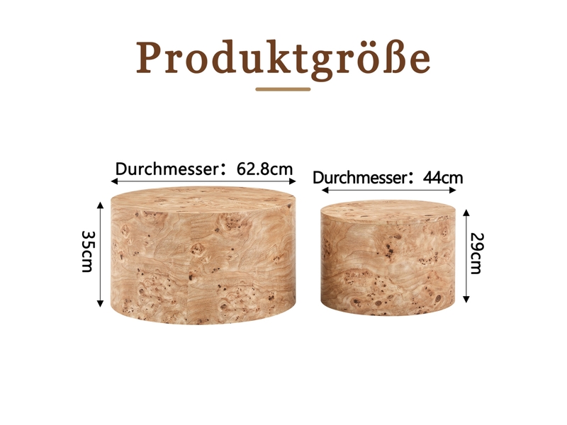  Lot de 2 tables basses rondes ø62,844 cm en mdf avec rangement bois chicfurn  - Conforama D