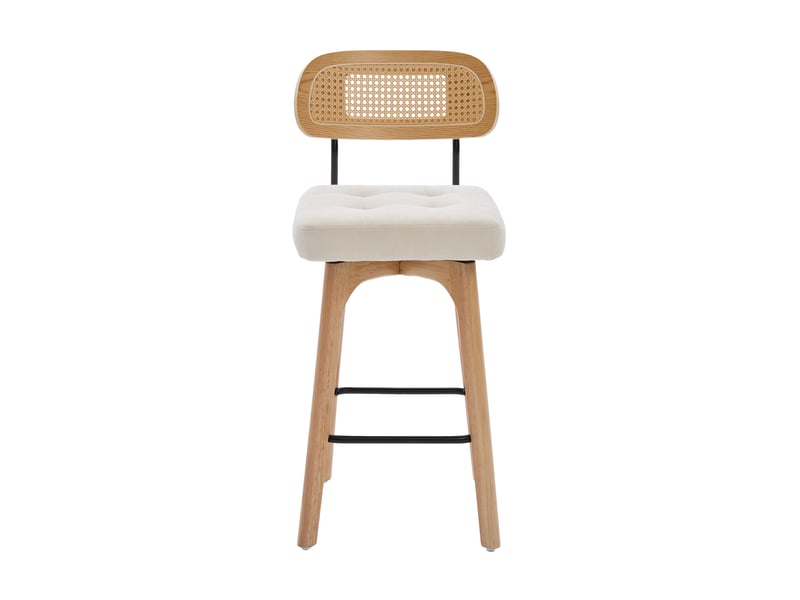  Lot de 2 tabourets de bar pivotants 360° en chenille beige avec dossier  - Conforama A