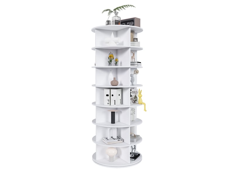  Étagère à chaussures pivotante tcqpz 360° 7 niveaux 28 paires 60 x 60 x 161 cm pvc blanc  - Conforama A