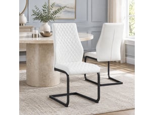 Lot de 2 chaises de salle à manger,43x63x100 cm,similicuir et métal noir,blanc
