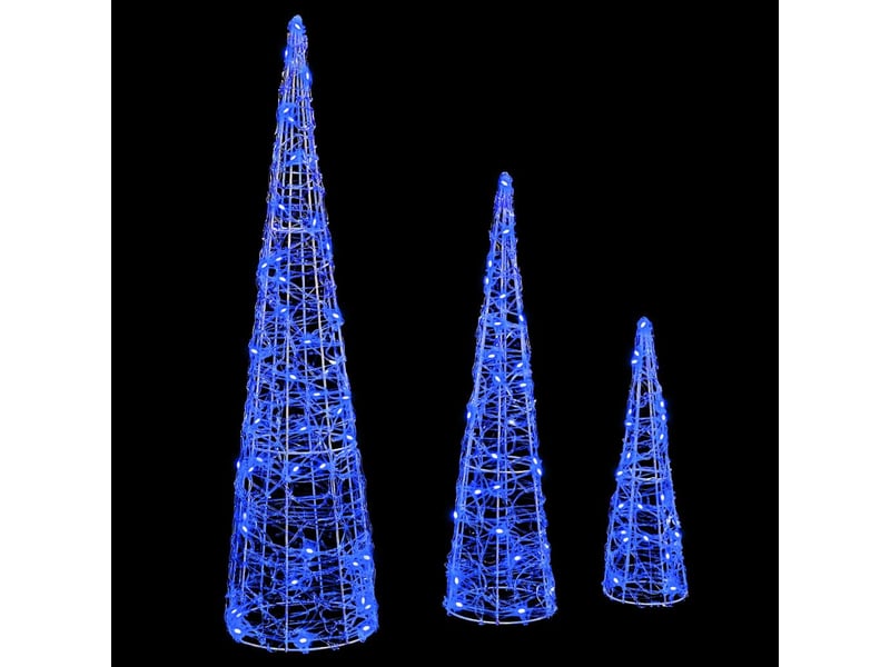 Sapin de noël - arbre de noël 3 pcs 90 led bleu 20 x 20 x 80 cm acrylique - Conforama D