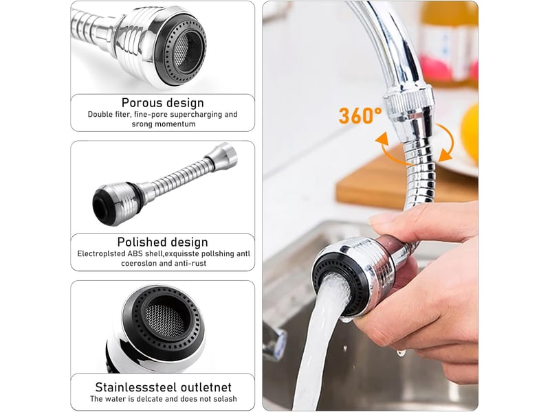 Extension pivotante buse flexible modes réglables, tuyau aérateur pour évier cuisine - Conforama B
