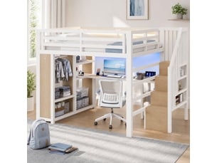 Lit mezzanine 140x200 cm <strong>MODENVIE</strong>  <strong></strong> coloris blanc