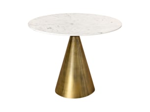Table ronde solea – marbre blanc et pied or – chic et moderne