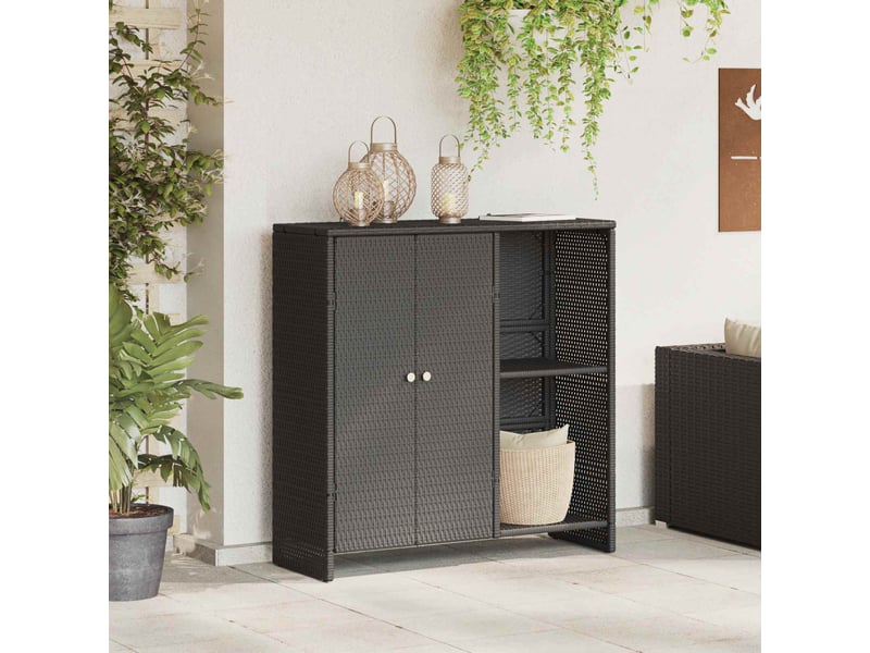  Meuble de rangement, armoire de rangement avec étagère noir 100x36x102 cm rotin  - Conforama B