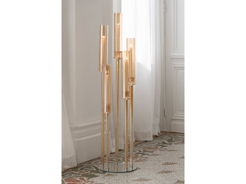  Chandelier 5 tiges en cristal wendy 120cm doré  - Conforama C
