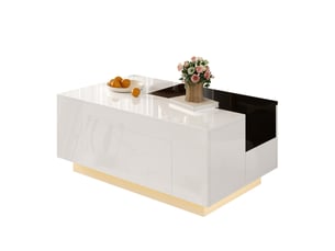 Table basse rectangulaire coloris bicolore FLORAGRACE  - 50 cmx80 cm