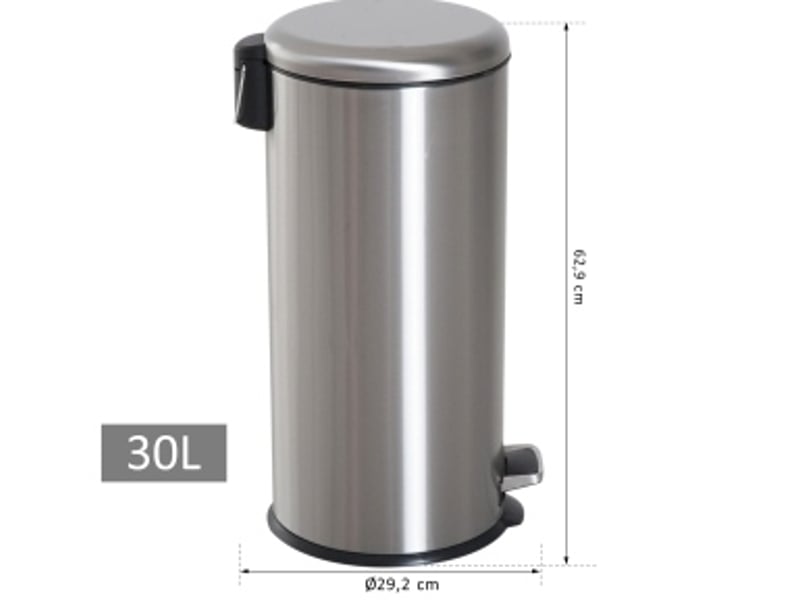 Poubelle à pédale 30 l ø29,2 x h62,9 cm inox argent - Conforama C