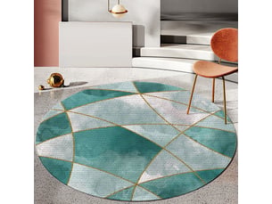 Tapis rond lavable en machine, style géométrique simple intérieur anti slip chambre à coucher salon tapis d'entrée absorbant (vert dégradé,120cm)