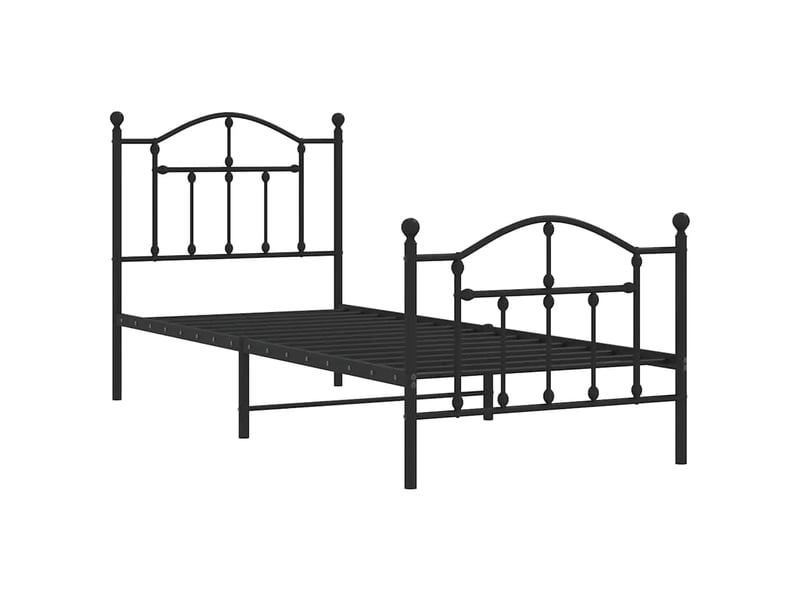  Lit simple- lit adulte -  cadre de lit métal sans matelas avec pied de lit noir 90x200 cm  - Conforama B