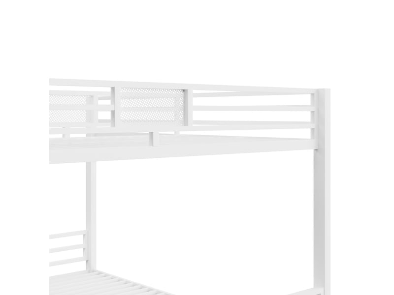 Lit superposé 90x200 et 140x200cm design en forme l - lit double - cadre en métal blanc solide, gain de place, barrières sécurité  - Conforama D