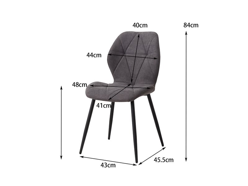  Lot de 6 chaises - chaise de salle à manger vintage en forme de diamant - chaise en lin - pieds en métal(gris) Grand-house - Conforama C