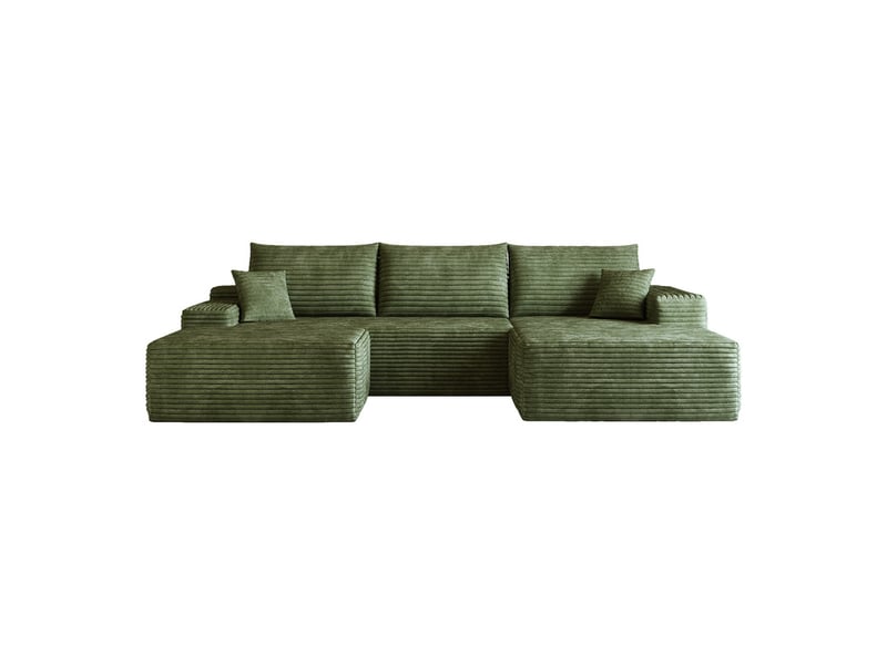  Canapé d'angle  modulaire ,4 places, avec méridienne en l, assise profonde ,270 × 175 ×83cm, vert  - Conforama A
