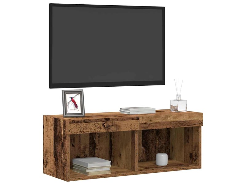  Ensemble meuble tv - banc tv - meuble de rangement 2 pcs bois ancien bois d'ingénierie  - Conforama C