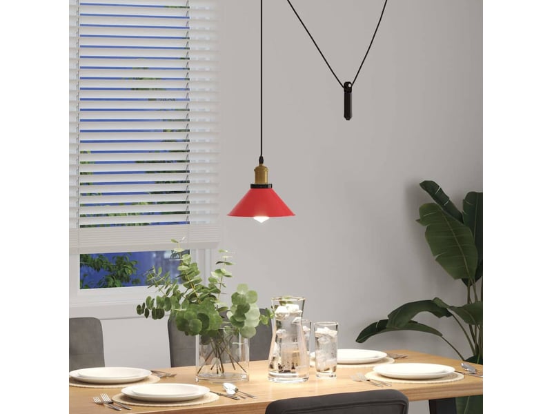  Lampe suspendue, suspension luminaire réglable hauteur e27 rouge brillant ø22cm métal  - Conforama D
