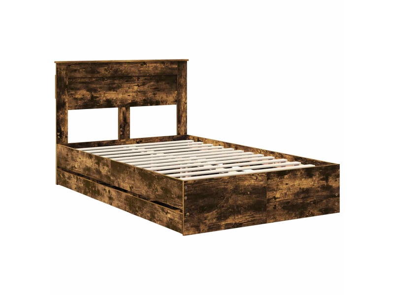  Lit double- lit adulte -  cadre de lit chêne fumé 120 x 190 cm bois ingénierie  - Conforama C