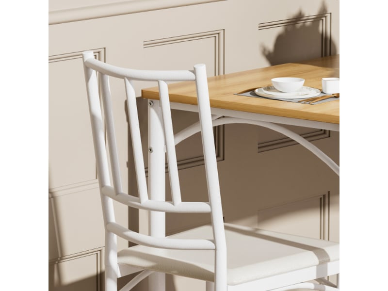  Ensemble table à manger 110x60x76,5 cm avec 4 chaises - style industriel, naturel et blanc  - Conforama E