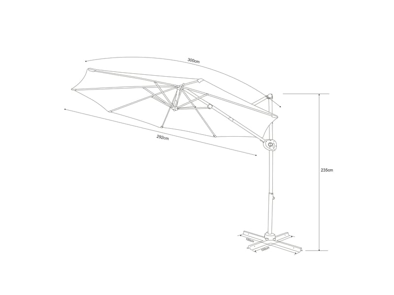  Axi solea parasol déporté rond avec pied de parasol, ø 300 cm, antracitetaupe| parasol de jardin terrasse, toile anti-uv, indice upf 30+ | housse de protection inclus  - Conforama B