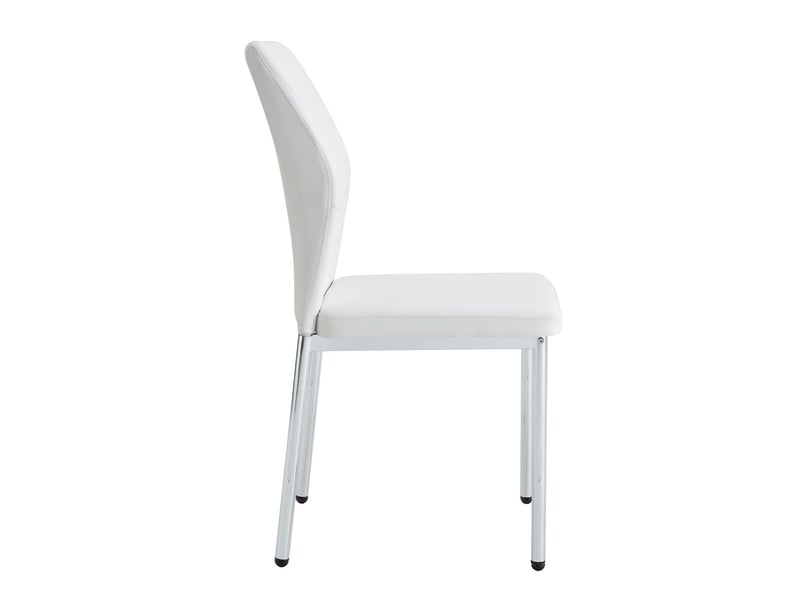  Lot de 4 chaises de salle à manger en similicuir blanc et métal argenté W3658P394388 - Conforama B