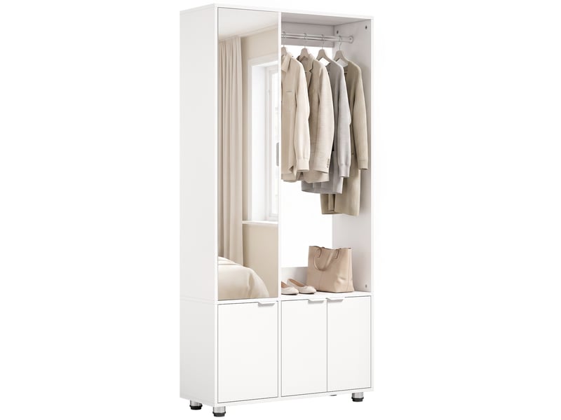  Armoire penderie avec miroir et étagères blanc 80 x 30 x 169 cm  - Conforama A