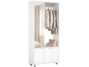 Armoire penderie avec miroir et étagères blanc 80 x 30 x 169 cm