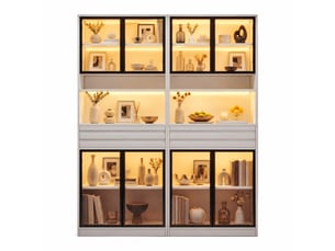 Vitrine coloris blanc STILVORA - 160 cmx200 cm