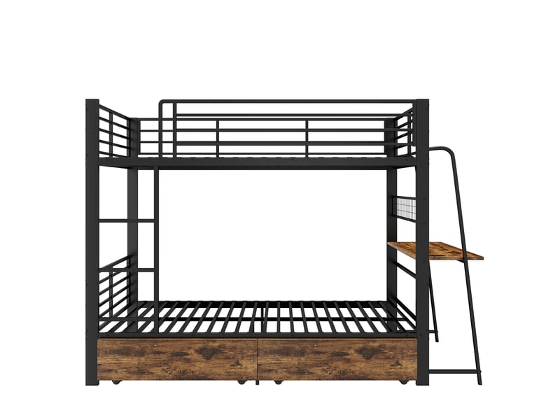  Lit superposé métal 90x200 cm avec bureau led tiroirs rangement en747 250 kg par niveau  - Conforama A